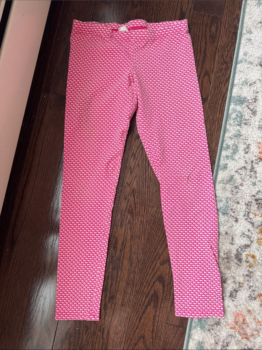 Vineyard Vines Girls' Pink Whale Pattern Stretch Leggings